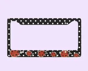 Red Ladybug License Plate Frame Black and White Polka Dot Car Decor Cute Insect Accessory – FASTSHIPPING
