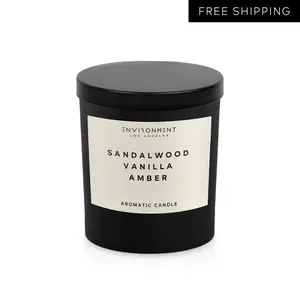 ENVIRONMENT Inspired by 5-Star Resort HCS Candle, 8oz Luxury Coconut Apricot Wax Candles for Home (Sandalwood | Vanilla | Amber) Home Fragrance Products, 1 Wick Candle, Vegan & Cruelty-Free