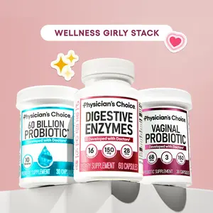Physician's Choice Wellness Girly Stack: Feminine, Bloating & Gut Health Support with Vaginal Probiotic + 60 Billion Probiotic + Digestive Enzymes