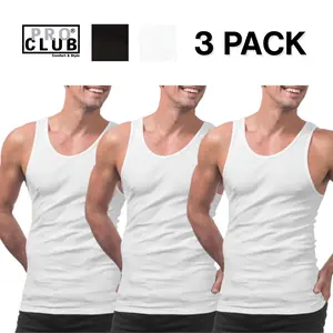 PROCLUB Men's 3-Pack Premium Ringspun Cotton Ribbed A-Shirt Classic Style for Sports & Daily Wear Ultra Soft & Durable