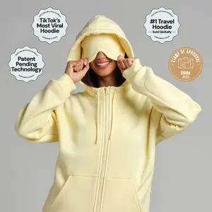 Comfrt | Airplane Mode Travel Zip Hoodie | Zip Up Hoodie With Eye Mask For Travel & Airport Outfits