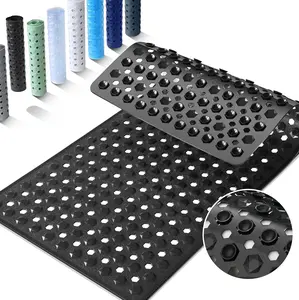 Bathtub Mat Non Slip, 34.5"X15.5" Long Shower Mat for Inside Shower, Machine Washable Bath Mat with Drain Holes & Strong Suction Cups, Soft on Feet, Bathroom Essentials, Black