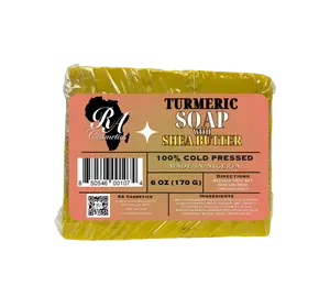Turmeric w/ Shea Butter Soap Bar for Face & Body – Handcrafted Cleansing Bar for Dark Spots, Brightening, Oil Control, and Exfoliation – Detoxifying, Chemical-Free Soap for All Skin Types