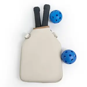 NEW Cute Design White Pickleball Paddle Cover, Fits 1-2 Paddles, Detachable Crossbody Strap, with Zippered Outer Pocket for Phone, Towel & Small Essentials