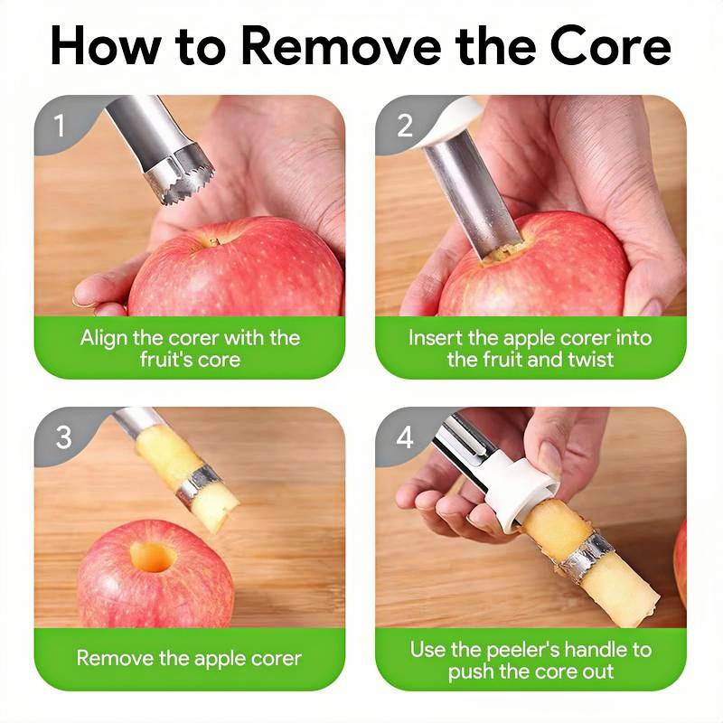 Professional 2in1 Stainless Steel Apple Corer & Peeler Multipurpose Kitchen Tool for Fruits Vegetables Fast Efficient Prep Mess Free Easy Clean