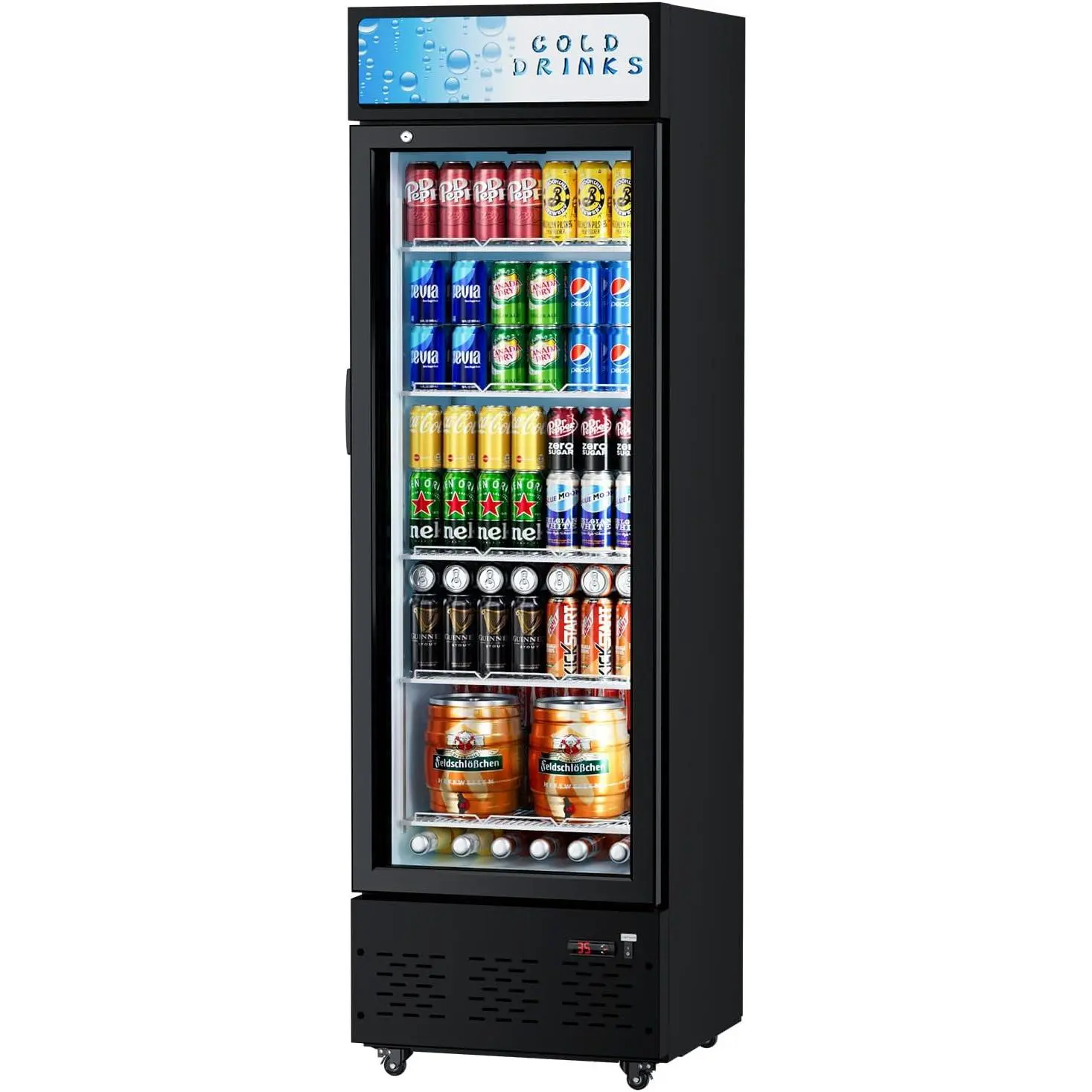 11Cuft Display Refrigerator,Drink Cooler with Glass Door, Adjustable Shelves for Beer, Soda, Wine, Freestanding Fridge.