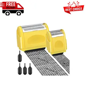 2 Pack Identity Protection Roller Stamp Identity Theft Yellow