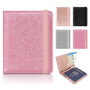 RFID Blocking Glittery Passport Holders with Elastic Band Closure Stylish & Secure Travel Wallets