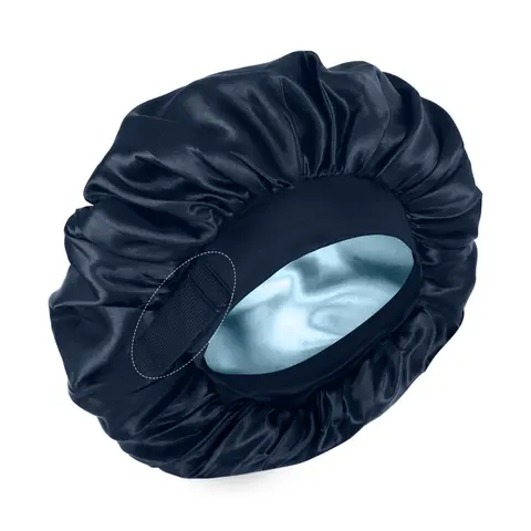 Love Lucy Women's Bonnet Silk Sleep Cap for Adults - Double Layer Pillow-Safe Satin, Adjustable Elasticity, Reversible, Moisture Lock, High-Quality Protection for Curly Hairstyles Heatless Haircare (Black, Purple)