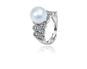 061 S925 Silver seawater pearl ring（D925S0058）