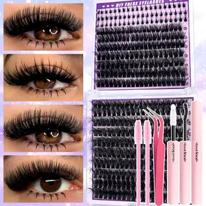 315 Cluster D-Curl Lashes 12-24mm, Fluffy Volume DIY Lash Clusters Extension Kit, Professional Eyelash Extensions, Volumized False Eyelashes, Easy Application & Long Lasting