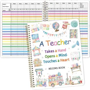 Teacher Record Book Grade Attendance Book Gradebook for Teachers Logs and Student Checklists Spiral-Bound Teacher Supplies for Classroom 8.5X11 inch
