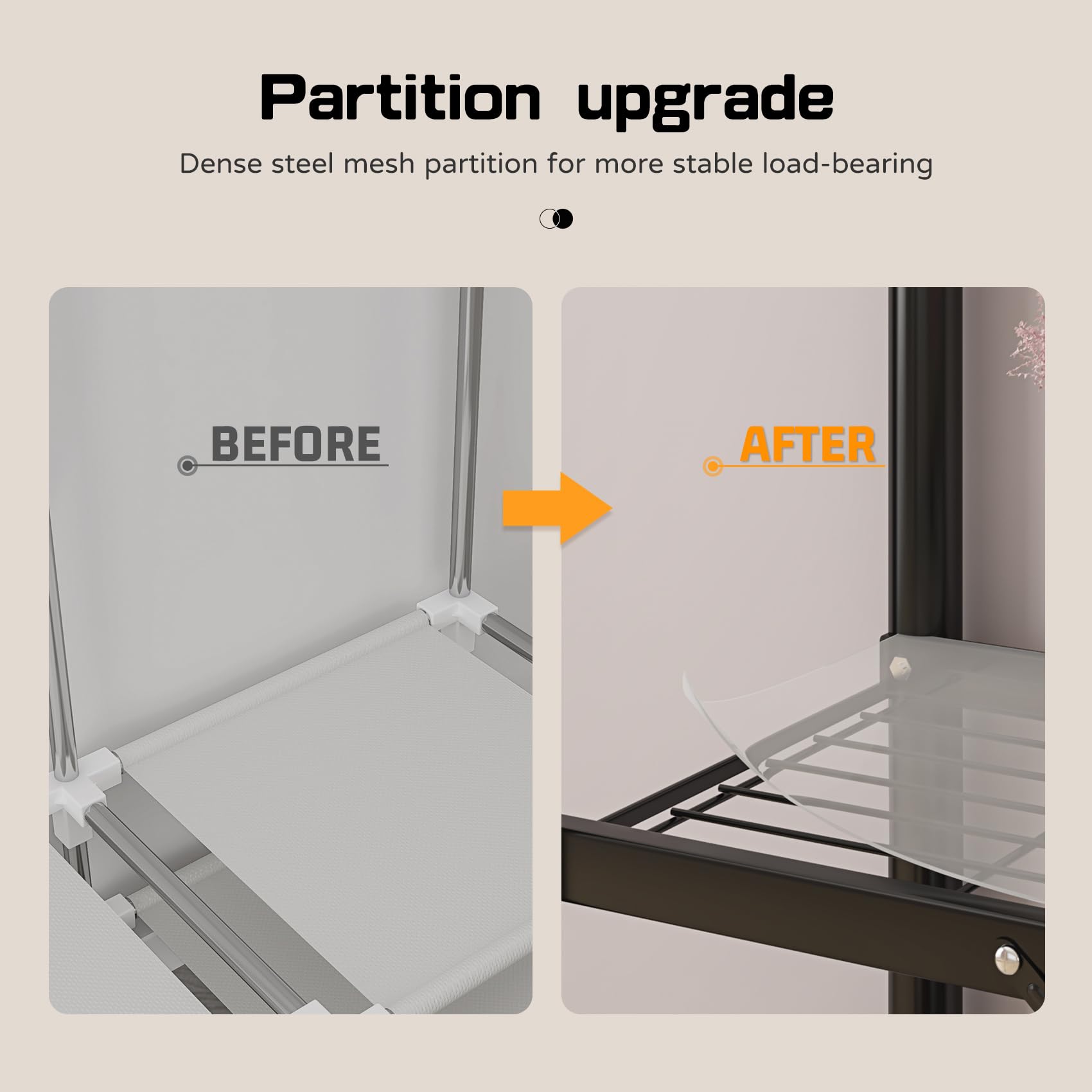 Easy Setup Foldable Portable Closet Wardrobe Gray Non-Woven 150cm Length with 22mm Black Steel Pipe, Large Capacity Sturdy Storage for Bedroom & Dorm