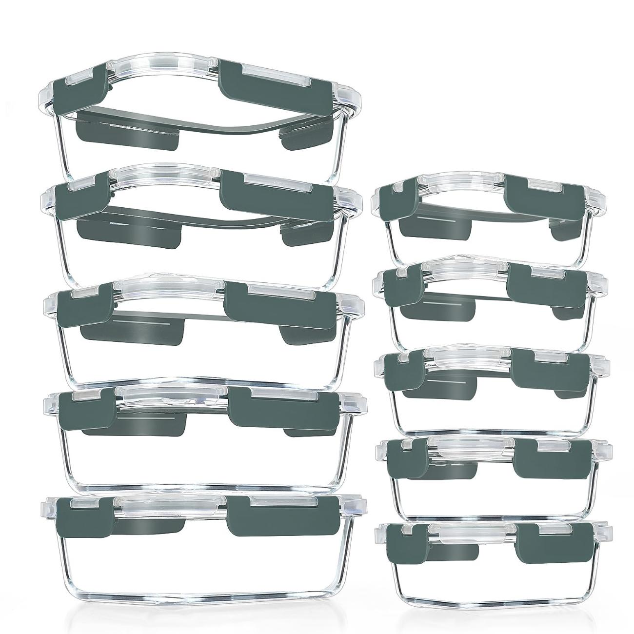 10-Pack Glass Meal Prep Containers – Airtight, BPA-Free, Stackable Glass Food Storage with Lids for Lunch & Kitchen Orga