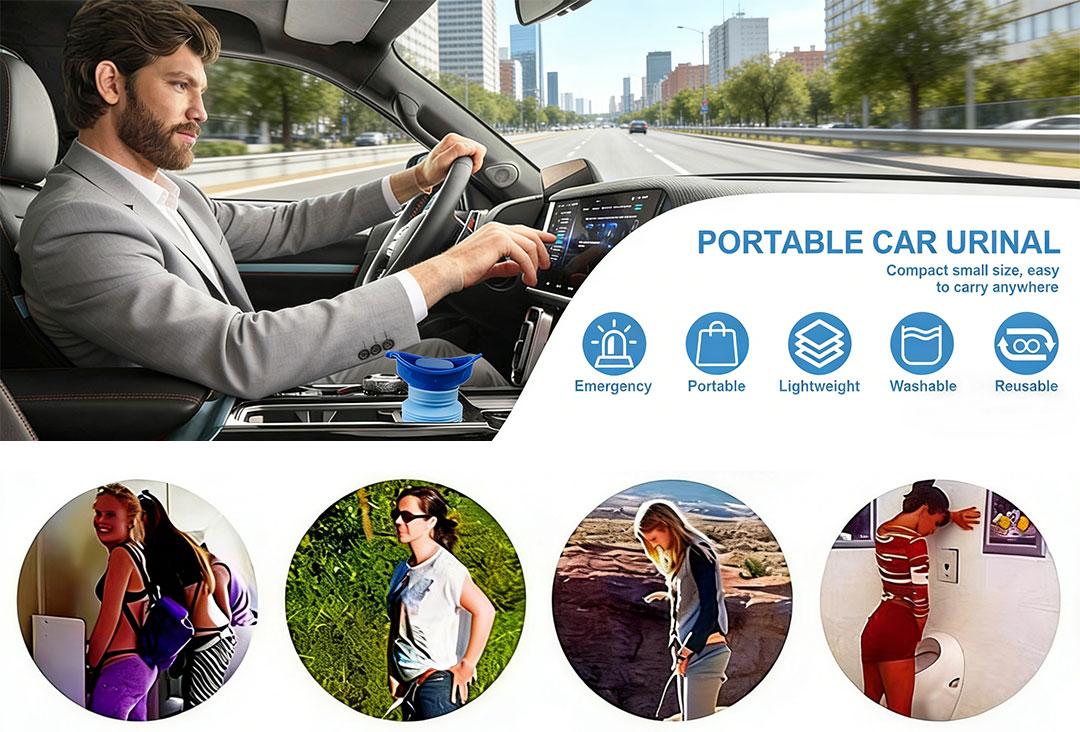 750ML Portable Urinal, Unisex Car Pee Bottle for Men and Women, Portable Toilet for Car, Car Urinal Bucket, Urine Bottle, Shrinkable Personal Mobile Toilet