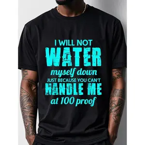 Mens Cotton T-shirt with Trendy Text Print Oversize Breathable Comfortable All Year Round Ideal for Daily Casual Sports Outdoor Big and Tall Machine Washable