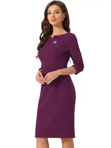 INSPIRE CHIC Vintage 3/4 Sleeve Wear to Work Business Sheath Dress