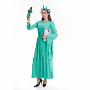 Women's tatue of Liberty costume Dress Lady Crown Headband Adult Festival Costumes Role Play（including Torch）