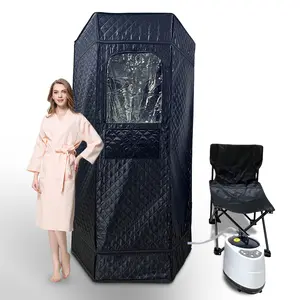Portable sauna, sauna box with 4 liter steamer, personal sauna with large sauna chair, remote control, oxford cloth, Upgraded Indoor Steam Sauna for Gym, Pilates, Yoga