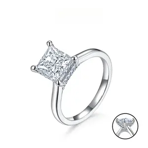 2CT Princess Cut Moissanite Hidden Halo Ring for Women D VVS1 Stackable Golden  Wedding Engagement Anniversary Gift Fine Jewelry