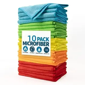 Random Color Microfiber Cleaning Towel, 10pcs/set Soft Absorbent Microfiber Cleaning Cloths, Multifunctional Cleaning Towel for Home Kitchen Bathroom Car