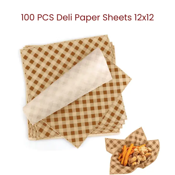 100 PCS Deli Paper Sheets 12x12, Grease Resistant Wax Paper Food Basket Liners Sandwich Burger Wraps Picnic BBQ, Mother Birthday Gift