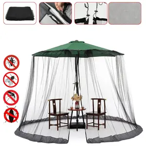 Patio Umbrella Netting 230CM Height Polyester Mesh Parasol Protective Screen Fit 250-300CM Umbrellas