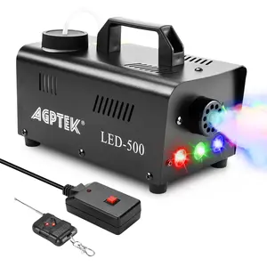 AGPTEK Fog Machine with Wireless Remote Control and LED Light, 500 Watt Portable and Durable for Halloween, Christmas, Wedding, Parties, and DJ Performance