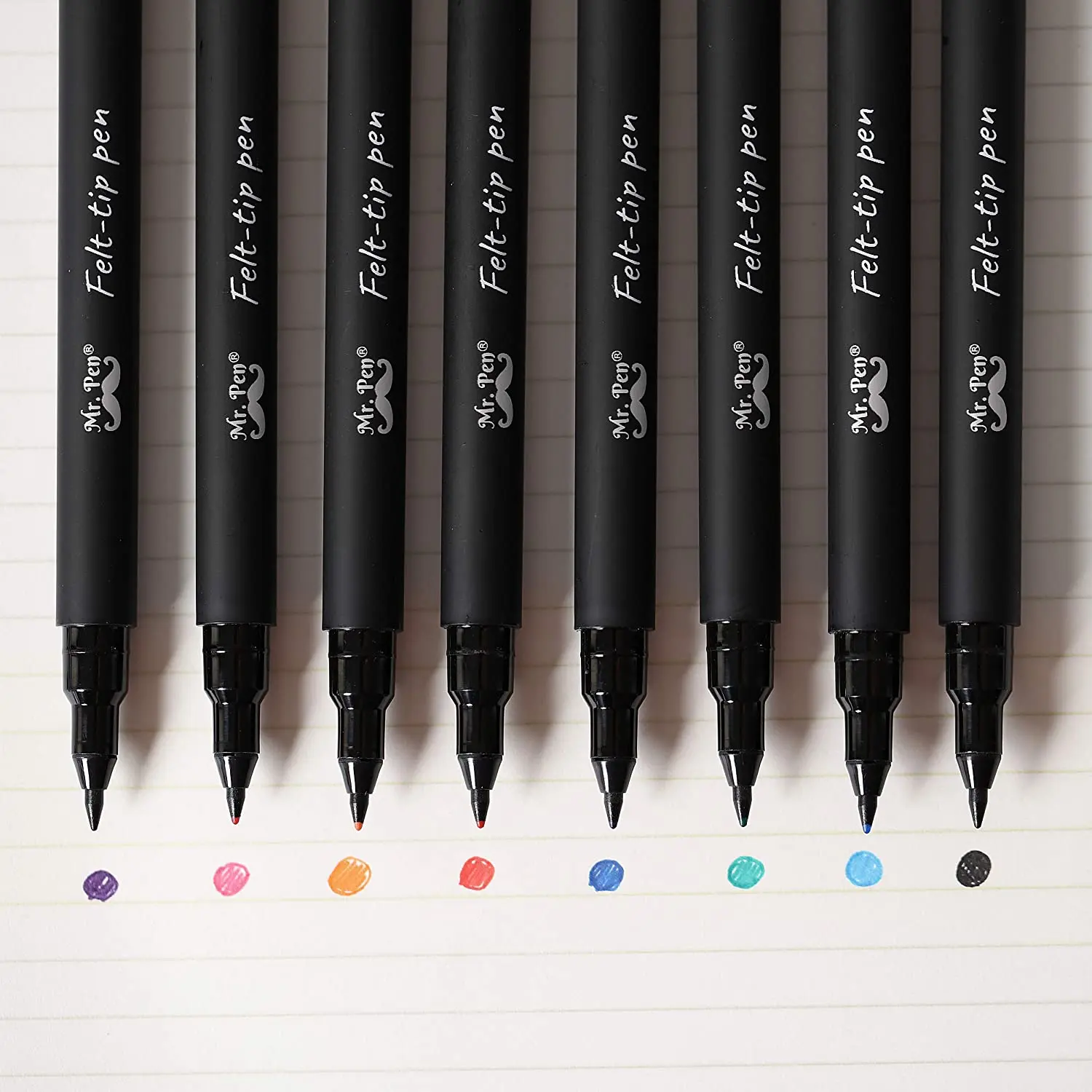 Mr. Pen 8-Piece Felt-Tip Pens & Refills, Stationery Writing Tools - Fine Point, Fast Dry, No Smear, Assorted Colors - Color Coding, Journaling Supplies - Christmas Gift