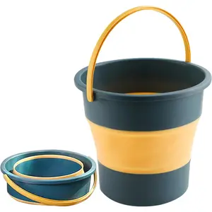 PrimPick Collapsible Bucket 1.3 Gallon/5L Small Plastic Buckets Household Cleaning Mop Buckets Foldable Water Bucket for Car Wash Fishing Camping Beach, Basin Container