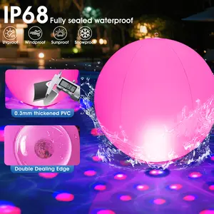 2026 Floating Pool Lights Solar Powered,15" Inflatable Waterproof Pool Led Glow Balls,Solar Pool Lights That Float,Color Changing Floating Light Up Ball for Pool Gifts for Pool Owner Outdoor Decor-2PC tiktokshopspringglowup summervibes