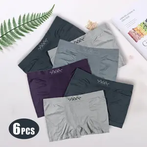 Men's 6-Pack Bamboo Fiber Boxer Shorts - Natural Viscose Fabric, Silky Soft, Anti-Static, Breathable, Temperature-Regulating, Eco-Friendly All-Season Menswear Underwear with Curved Legs, Hidden Pocket, Solid Colors tiktokshopspringglowup