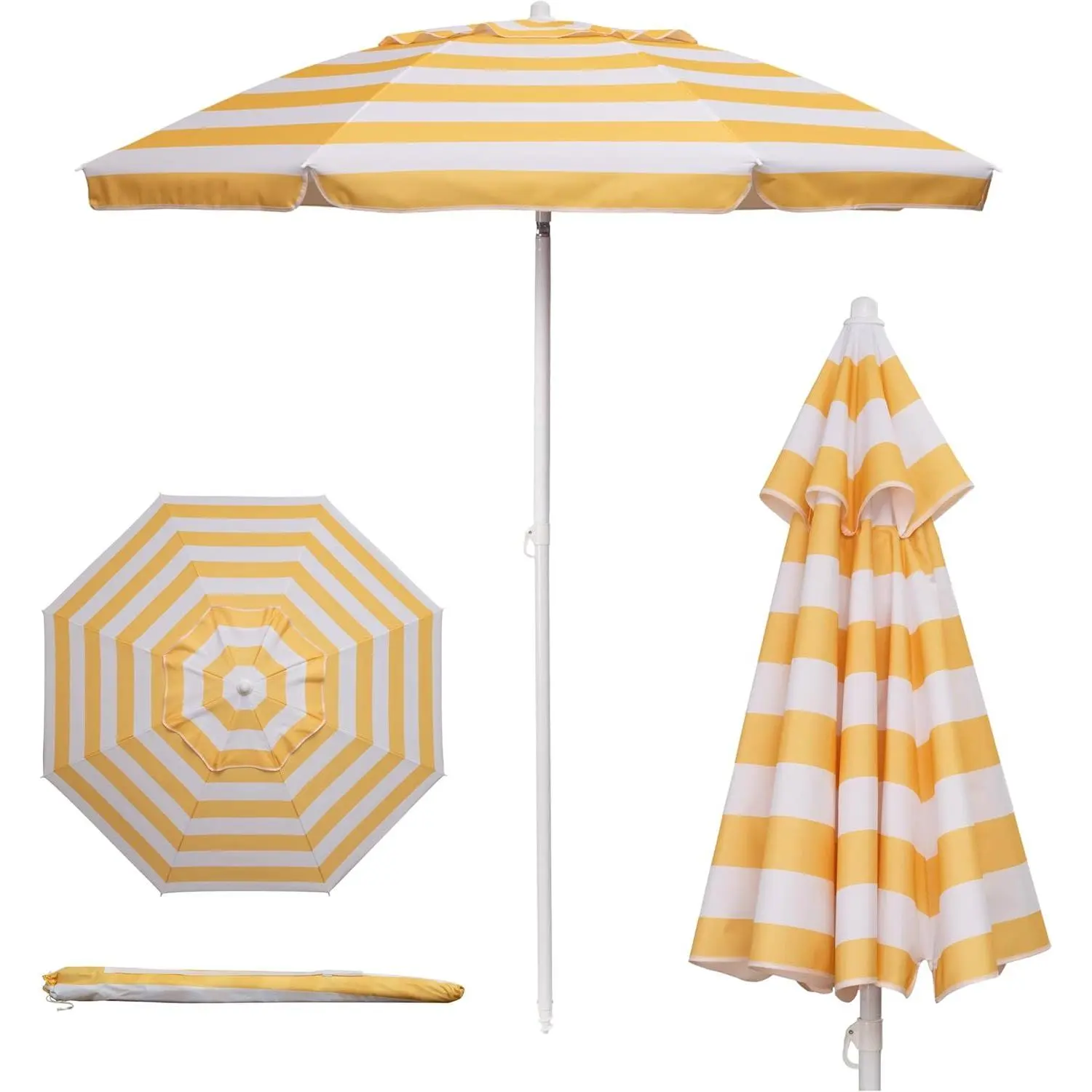 5.5 Ft Portable Outdoor Umbrella - Lightweight UV Protection Large Canopy, Adjustable Tilt Pole, Collapsible Telescoping Design, Carry Bag for Beach, Patio Travel (Anti-UV/UVB Umbrella), Outdoor Umbrellas, Anti-Uv/Uvb Umbrellas