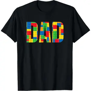 100% Cotton  Unisex Dad Parent Brick Master Builder Building Blocks Set Family T-Shirt