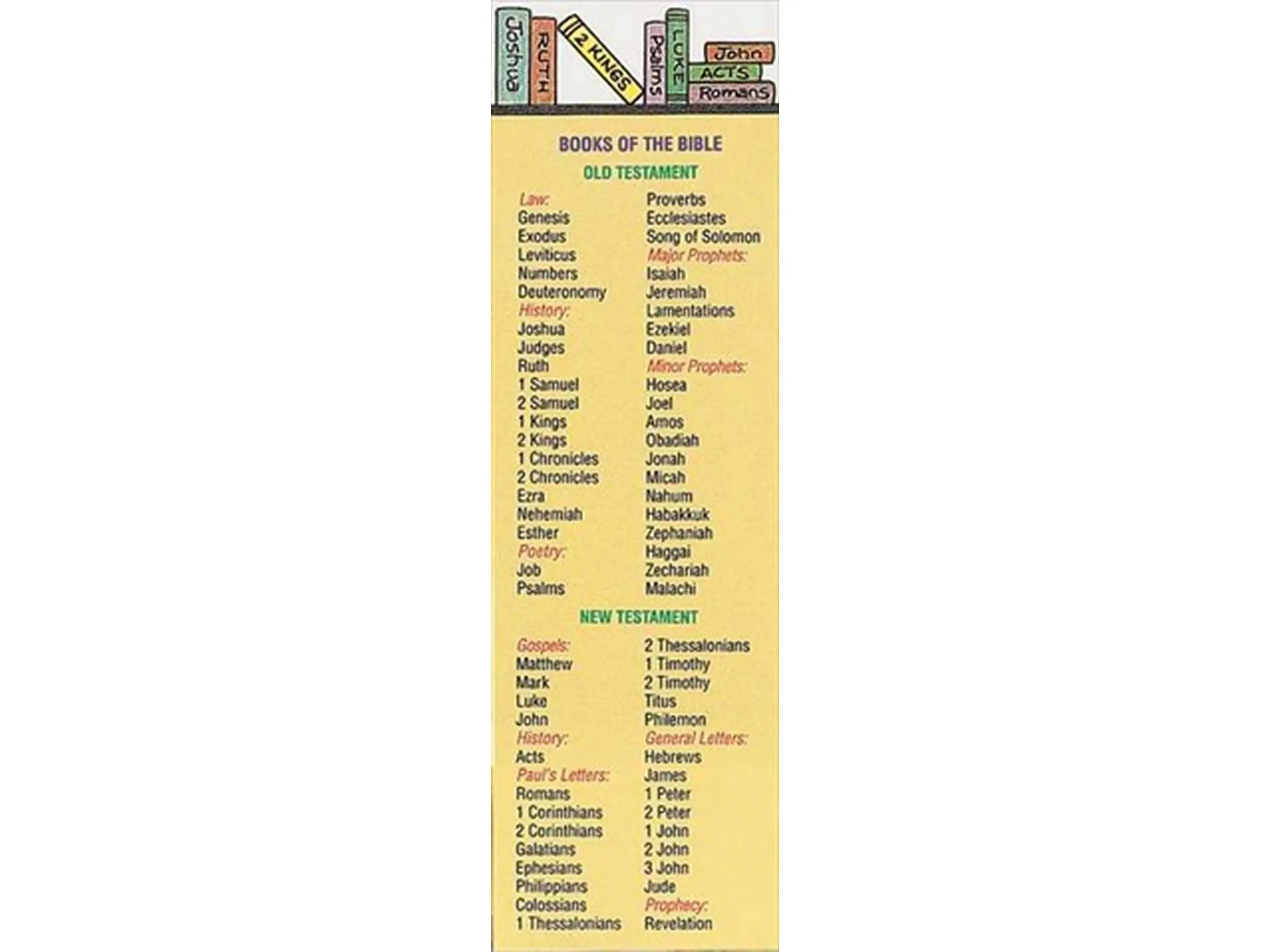 B&H Publishing Group 466466 Yellow Bible Bookmark - Office Stationery Accessory with Luke, Matthew, Joshua, Ezra, Esther References, New Testament, Old Testament, Books of the Bible