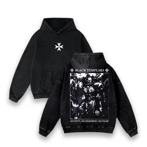 Black Templars - No Pity!, No Remorse!, No Fear! Warhammer 40K Collection Game Washed Hoodie Top Game Washed Lightweight SWEATSHIRT, Gift For Game Fan graphic tee Retro Unisex T-shirt