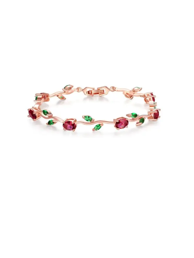 Lovely White Gold Plated AAA Cubic Zirconia Gemstone Flower Vine 7 Inches Bracelet