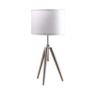 YYDS 34.25" - 29.25" In Mid-Century Adjustable Tripod Chrome/Silver Metal Table Lamp
