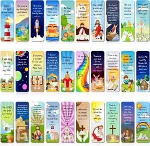 Christian Bookmarks 30 Pieces Magnetic Bible Verse Bookmarks Religious Scripture Inspirational Church Supplies Motivational Prayer Page Clips  Kids Women Teachers Students School Gifts (Cartoon)