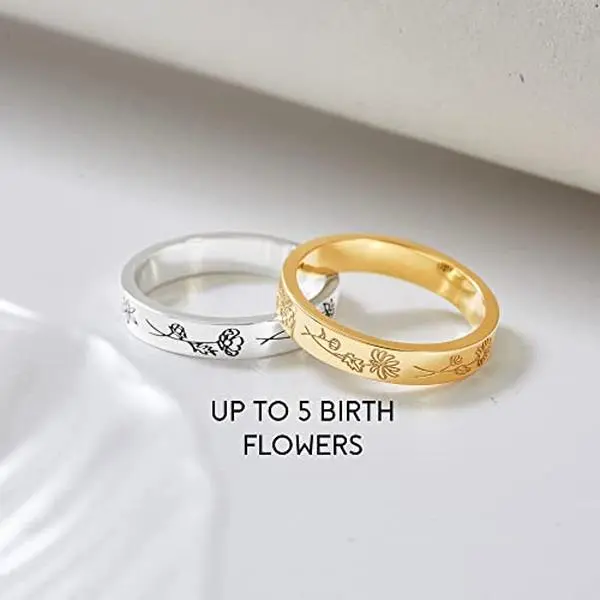 Birth Month Flowers Ring Family Floral Ring Gift for MomMother Ring