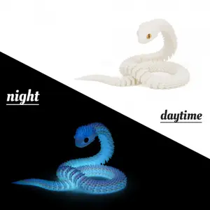 Rainbow Snake Night Light, 3D Printed Movable Joint Toy, Fun Desk Decor for Adults & Kids, Unique Gift Idea
