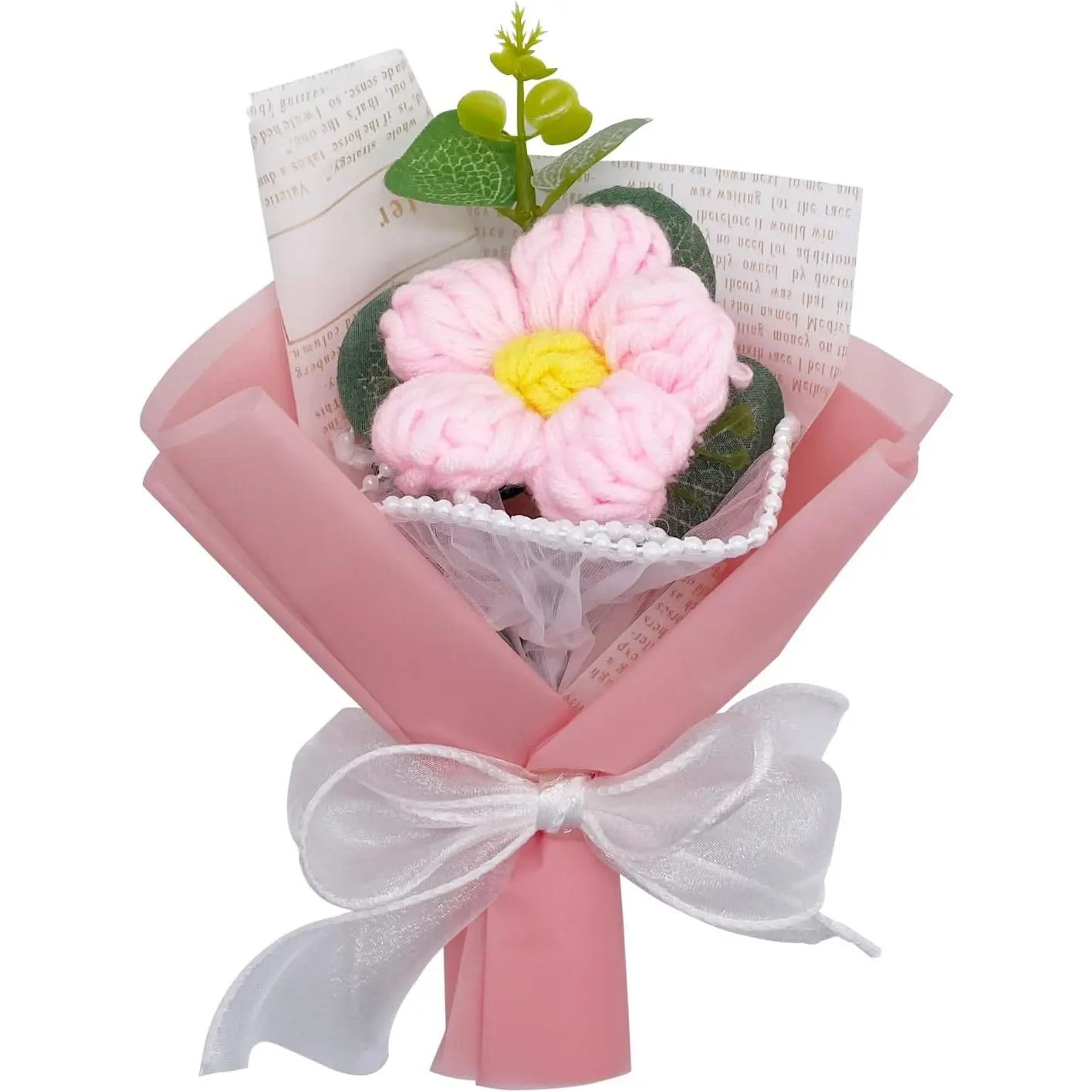Crochet Flower Bouquet Handmade Knitted Bouquet Crochet  Kit Knitted  Puff Flower,  for Mother Wife on Birthday Anniversary ()
