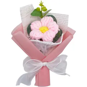 Crochet Flower Bouquet Handmade Knitted Bouquet Crochet  Kit Knitted  Puff Flower,  for Mother Wife on Birthday Anniversary ()
