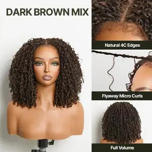 Fiber 12'' Synthetic Wig Micro Twist Curly Wigs 11X4 Closure HD Lace Dreadlock Wig Pre Cut Lace