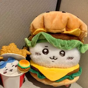 25cm Chiikawa Anime Hamburger Plush Doll Kawaii Hachiware Detachable Hamburger Clothes Plush Doll Usagi Plush Doll Birthday Gift