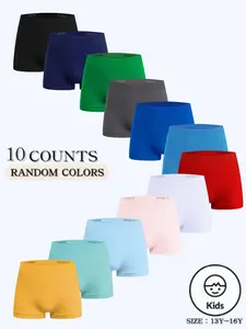 5/10 Piece Random Color Fun Emoji Seamless Elastic Briefs, Suitable for 13-16 Year Old Boys, Comfortable Breathable Underwear, Youth Underwear