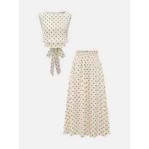 Polka Dot Sleeveless Top & Maxi Skirt Set