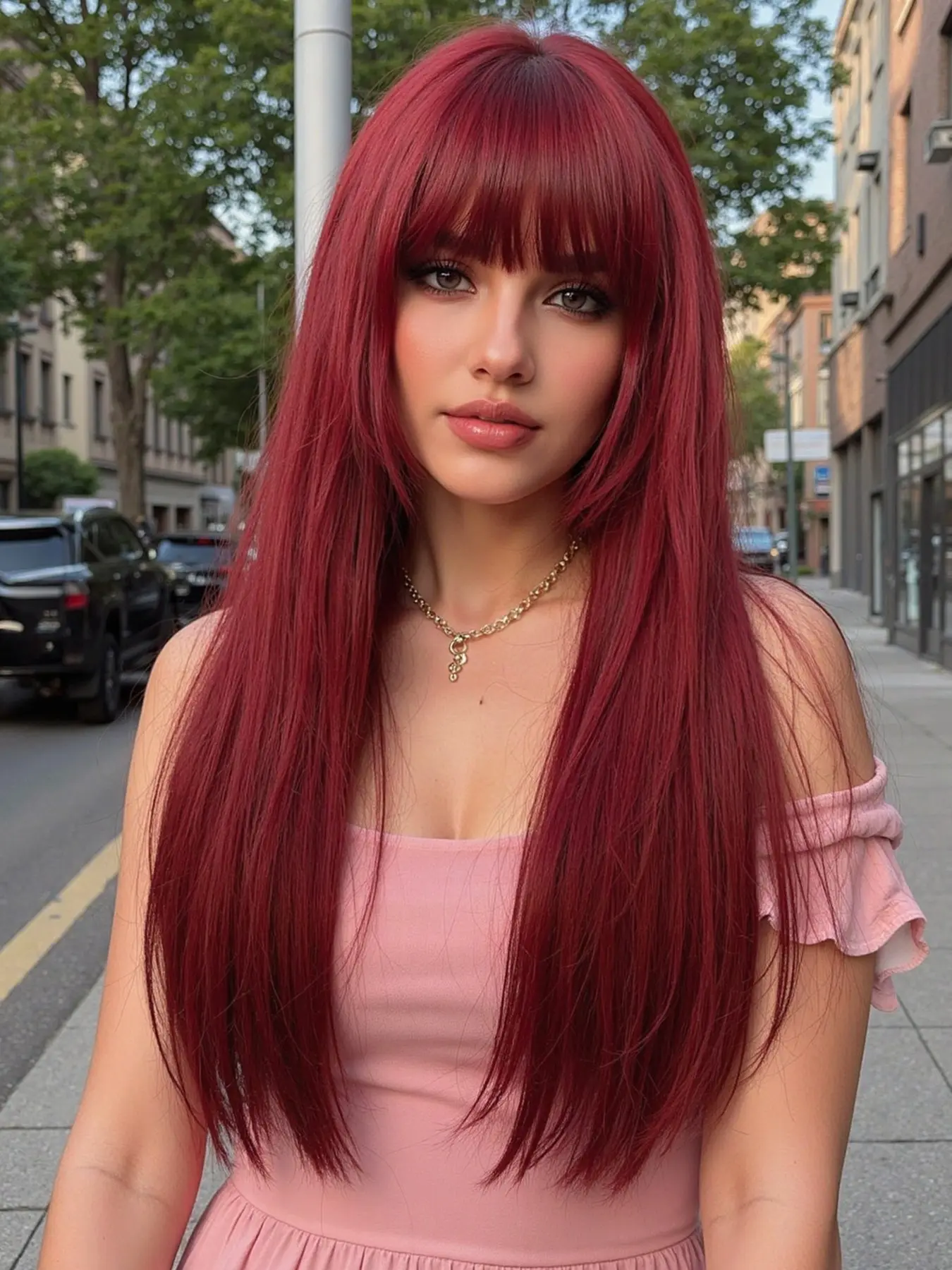 26 Inch Long Wig, Halloween Christmas Festival Wearable Party Cosplay Accessory, Full Bangs Synthetic Hair for All Women, Synthetic Wigs