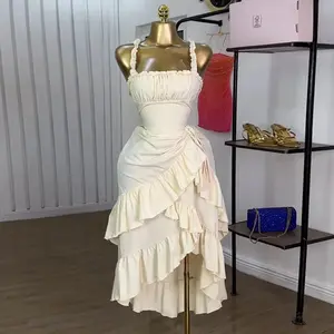 summer spring clothes 2025 Summer Women's Long Skirt with Strap and Ruffle Hem, High Waist and Slimming Dress Formal Womenswear