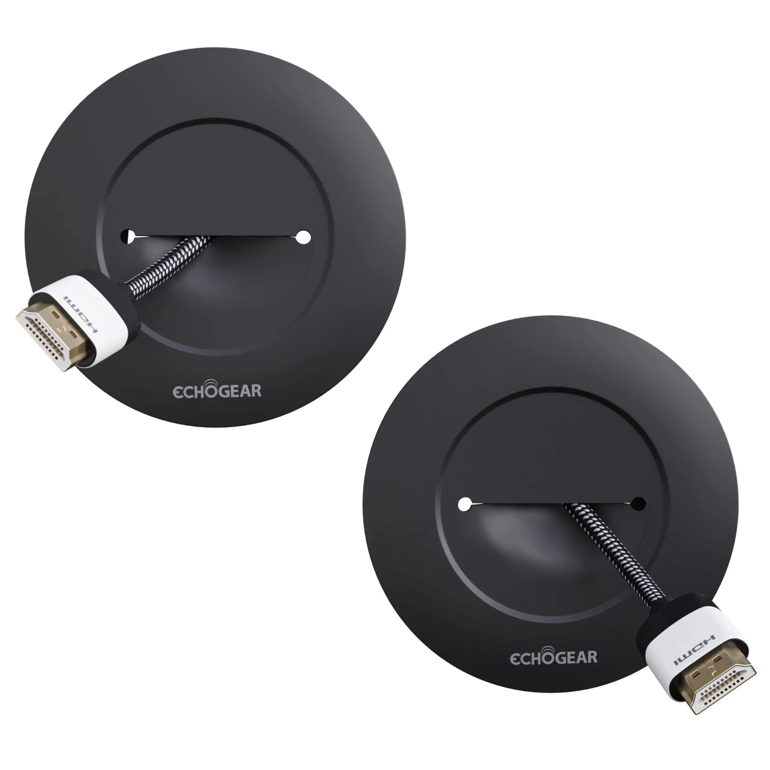 ECHOGEAR Grommet Wire Hiders for Wall-Mounted TVs - Cord Organizer Kit with 2 Wall Grommets, 2 Pass-Throughs, Paintable Design & Aux Cable Management for Home Organization, Cable Management Kit